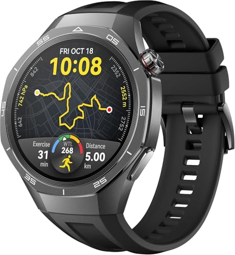 HUAWEI WATCH GT 5 Pro 46 mm Smartwatch for men, Titanium Alloy, Golf Watch, Health Tracking, ECG monitoring, up to 14 Days Battery Life, GPS, Bluetooth call, iOS& Android Compatible, Black (Renewed)