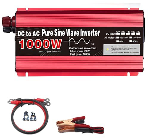 CIELOBLOEN Transformateur de Puissance Portable - Adaptateur 12V/24V 220V - Convertisseur Pur Sinus Onduleur 1000W/1600W/2200W/3000W pour Voiture et Solaire pour Camion, Camping,24v-1000W