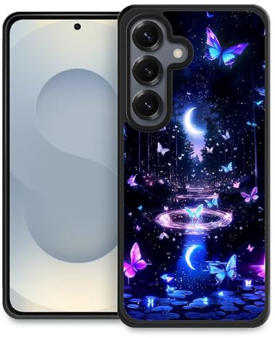 Compatibile con Samsung Galaxy S23 plus Custodia per cellulare rotonda nera antiscivolo - Farfalla dei sogni motivi