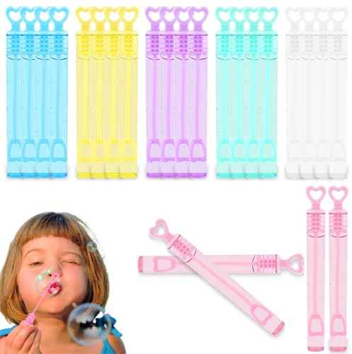 KIRZAX 24 Stück Seifenblasen Herzgläschen Packung Bunte Bubbles,Mitgebsel Kindergeburtstag,Seifenblasen mit Herzgläschen Design,für Bubble Geschenke Hochzeit Party,Keine Flüssigkeit(6 Farben)