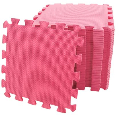 M.Y Pink Foam Baby Play Mat - 29x29cm Thick Soft EVA Infant Floor Tiles 27 Pieces