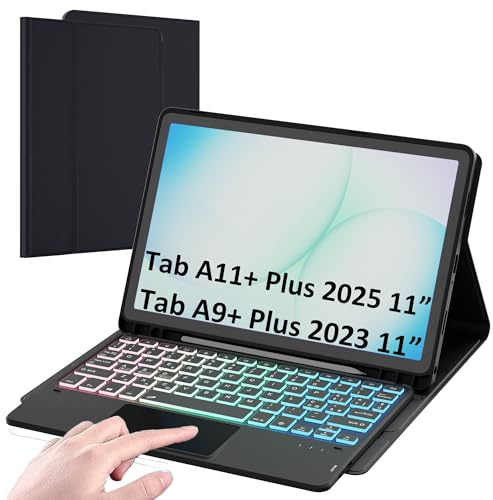 Custodia con tastiera per Samsung Galaxy Tab A11+ Plus 2025/A9+ Plus 2023 11: tastiera retroilluminata 7 colori con trackpad Intelligente - tastiera wireless rimovibile con Layout italiano QWERTY