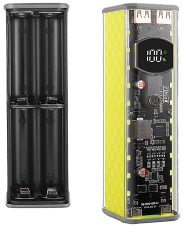 Custodia portatile Power Bank 22,5 W/45 W con design senza saldatura per fai da te, supporto per batteria ABS trasparente per 8 x 18650, doppia uscita di tipo C ywllow 45W