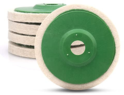 ATOPLEE Wool Polishing Wheel Disc,5pcs 98mm Dia Buffing Wheel for 4 Inch Angle Grinder,Wool Felt Polishing Wheel for Metal,Marble,Wood(Hole Diameter:16mm)