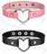 Cupimatch 2PCS Damen Choker Kette Halskette Set Herz Leder Halsband einstellbar Kragen pink schwarz