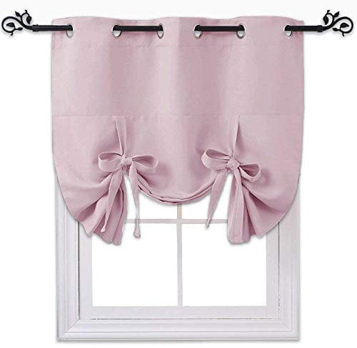 NICETOWN Blackout Valances Window Shades - Blackout Short Roman Tie Up Balloon Shades Curtain for Kitchen/Bathroom/Nursery Window (Lavender/Baby Pink, Grommet Top Panel, 46 inches W x 63 inches L)