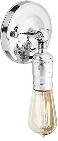 Zerodis Support Lamp Vintage, E27 Edison Rétro Porte-Lampe Murale avec Interrupteur pour Usage Domestique et Décoration 220V(Silver)