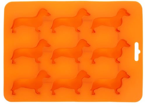 BESTONZON Dackel Hundeform Silikon Eiswürfelformen und Tablett, Dackel Eiswürfelform Silikon-Eiswürfelformen Und -Schale In Dackel-Hundeform Eiswürfelform Hund Für Cocktails Und Leckerli-Form