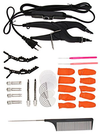 Perfeclan Wärmezange Connector Bondingzange Zubehör Set Haarverlängerung hair accessoriess Haarverbinder Kamm Clips Werkzeuge für Salons, 1 Satz