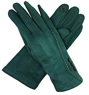 Finecy In - Women Ladies Gloves Fashion Velvet Gloves Featuring ButtonTouch Screen Finger Mittens (Green)
