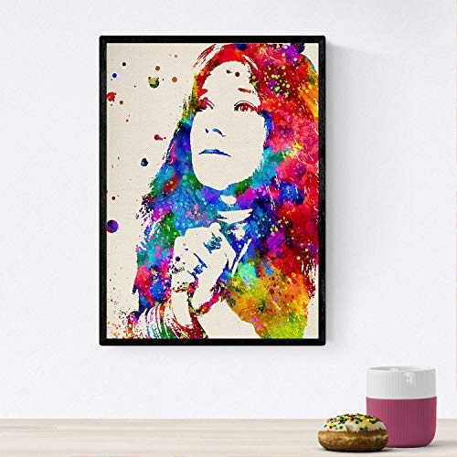 Nacnic Poster Bild von Janis Joplin2. Aquarell Design Poster mit Prominenten, Schauspielern, Musikern und bekannten Charakteren. A4-Format