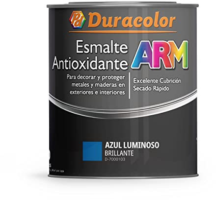 Esmalte Antioxidante ARM - Color Azul Luminoso - 750 ml - Superficie Exterior e Interior - Acabado Brillante y de Rápido Secado - Excelente Dureza y Resistencia - Duracolor