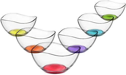 ART GLASS Vira Lot de 6 bols en verre coloré - Bol dessert, apéritif - (Fond Coloré)