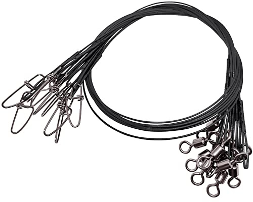 9Tong Terminale Filo da Pesca Leaders Girevoli Lenze in Acciaio Inox con Girella Leader Filo Rig Connettore a Scatto 20pcs 20inch 120lbs