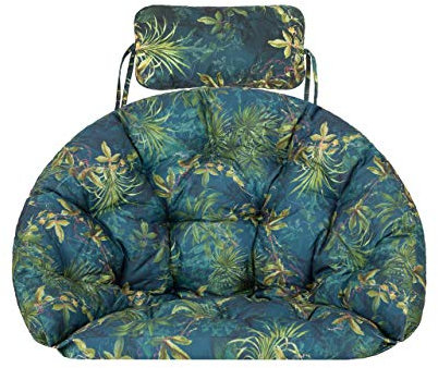 Bjird Hängesessel Kissen, Polster, Auflage für Polyrattan & Rattan Hängeschaukel, Sitzauflage für Hängekorb mit Rückenkissen - Grüne Wiese