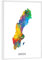 artboxONE Poster mit weißem Rahmen 18x13 cm Kartografie Sweden Watercolor Map - Bild Sweden Painting Sweden