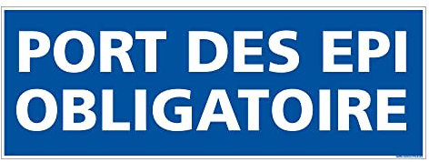 Signalétique.biz France Panneau Obligation Port des EPI 210 x 75 mm Adhesif