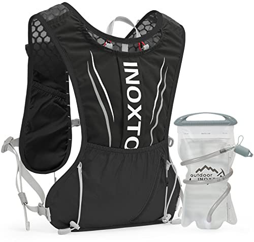 IX INOXTO Running Hydration Vest for Men Women Water Backpack for Running 3L Running Hydration Pack for Trail Running Marathon Race Hiking (Black-White)