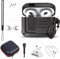 Funda para Airpods 3ra Generación con Bloqueo de Seguridad: 9 en 1 Juego de Accesorios Caso de Silicona para Airpods 3 (2021), TPU de Estuche Protectora para Airpod 3 (Negro)