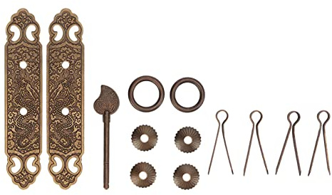 Changor Poignée de Porte Chinoise Orientale pour Placard de Cuisine ou Chambre à Coucher Porte Style Chinois Antique Cuivre