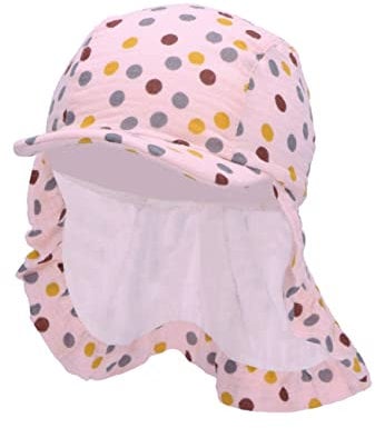 Sterntaler Baby Mädchen Schirmmütze Baby Schirmmütze Nackenschutz Punkte - Schirmmütze Baby, Baby Mützen - aus Baumwolle - rosa, 53