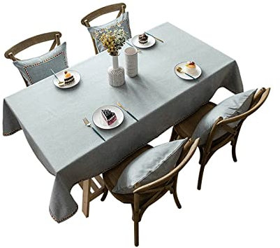 EHOMERY Tischdecked Tischtücher Zum Besticken Stickerei Tischdeckechen Bedside Table Cloth Grau Tischschutz Dekoration 140X200Cm