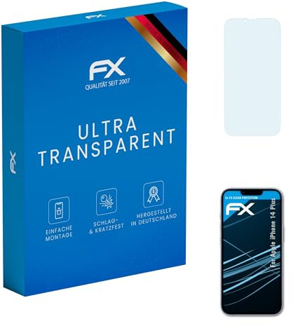 atFoliX Schutzfolie kompatibel mit Apple iPhone 14 Plus Folie, ultraklare FX Displayschutzfolie (3X)