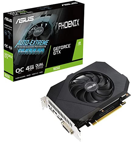 ASUS Graphics Card NVIDIA GeForce GTX 1650|4GB|GDDR6X|128bit|PCIE 3.0 16x|GPU 1410MHz|Dual Slot Fansink|1xDVI-D|1xHDMI|1xDisplayPort|PH-GTX1650-O4GD6-P-V2