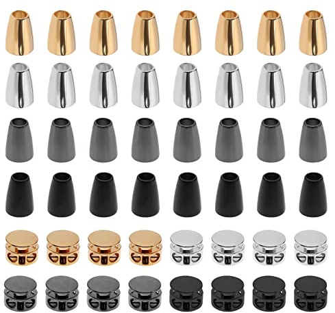 Create idea 48Pcs Locking Caps Cord Ends Set Alloy End Piece Cord Closure Cord Stopper Cord Locking Plugs Fixing for Sweatpants Hoodies Bags Jackets