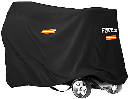 Favoto Elektromobil Abdeckung 210D Oxford-Stoff Seniorenmobil Mobility Scooter Abdeckplane wasserdicht staubdicht Sonnenschutz Kratzfest mit Reflektionsstreifen Windfesten Schnalle (170x61x117cm)