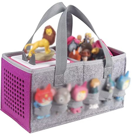 OUKNAK Tasche für Toniebox Starter Set Aufbewahrungstasche für Toniebox Figur, Home Outdoor Handtasche für Tonies Audio Player und Puppen Musikspielzeug Falttasche für Toniebox Zubehör (Grau Violett)