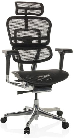 hjh OFFICE Bürostuhl ergonomisch ERGOHUMAN GEN2 Originales Design, 24h Einsatz Bürosessel mit Flexibler Lordosenstütze, Netz Schwarz