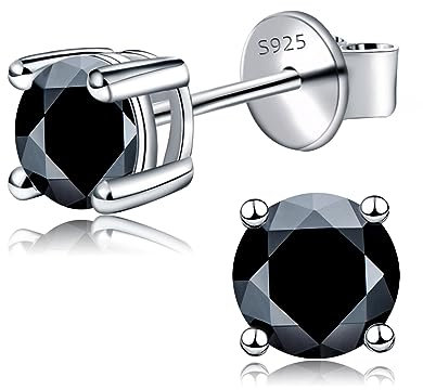 BINALOVE Ohrringe 925 Silber,0.5/1/2 Karat Weiß.Schwarz.Grüner Rundschliff Ohrstecker, VVS1 Reinheit D Farbe Diamant Ohrringe mit GRA Zertifikat,Verlobung&Hochzeit Geschenk für Mann&Frau