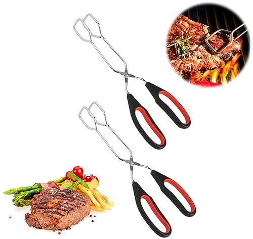 Scheren Zange Küchenzange Schere, Kochen Grillzange Schere, Edelstahl Scherenzange, Scherenzange mit Griff, Edelstahl Grillzange Schere Barbecue Grillen Zange Barbecue Clamp Turner (2 pack(9 Zoll))