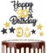 Black Gold 90th Happy Birthday Candles Cake Toppers Set, Number 90 Candle for Cake, Gold Candles for Women Men Birthday Decorations, Star Cake Toppers for Girls Boys Birthday Party Wedding Anniversary