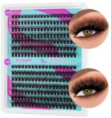 280 Pcs Cils Volume Cluster Faux Cils 8-16mm Individuel DIY Extensions de Cils Réutilisable Cluster Faux Cils Volume Russe Cluster Faux-Dils Bouquet Faux Cils (100D+120D)