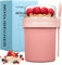 Müslibecher to Go,560ml+230ml Joghurtbecher to Go Kinder mit Löffel,Müsli Cup to Go Becher,Cornflakes to Go,Müslibecher Müslidose Müslischale Frühstücksdose Müslibox,Joghurt to Go Becher (Rosa)