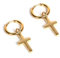Kreuz Creolen Ohrringe für Herren und Damen - Ohrringe mit Cross Anhänger aus Edelstahl und 18K Gold - Wasserfeste Ohrringe - 2er Set (Gold)