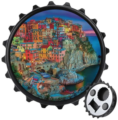 Italy Beach Cinque Terre Magnetic Bottle Opener Personalized Beer Opener Bottle Cap Fridge Magnets for Home Kitchen Black-style
