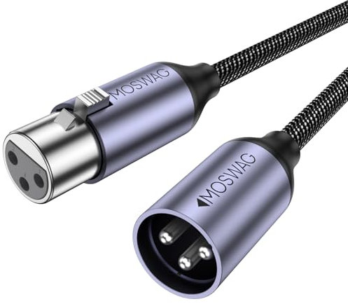 MOSWAG XLR Cable, Balanced Microphone Extension, Male to Female Nylon Braided Compatible with Mic Mixer, Recording Studio, Behringer (1M)