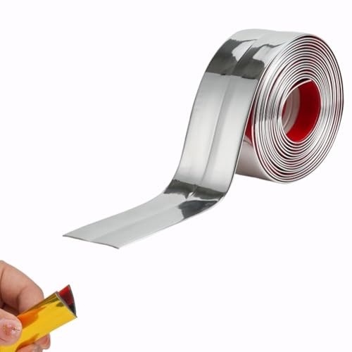 3M/10FT Flexible Corner Angle Trim, Peel and Stick Wall Molding Trim, Inside & Outside Corner Trim, Self Adhesive Wall Corner Guard Edge Protector for Windows, Tables & Corners (6CM/Bright Silver)