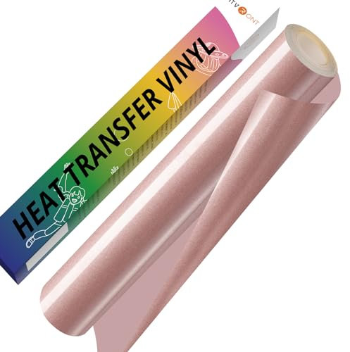 HTVRONT Rose Gold Iron on Vinyl - 12 x 5ft(30.5x152CM) Rose Gold HTV Vinyl for T-Shirts, Rose Gold Heat Transfer Vinyl for All Cutter Machine - Easy to Cut & Weed for Heat Vinyl Design (Rose Gold)