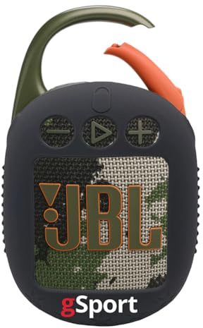 JBL Clip 5 Ensemble d'enceintes Bluetooth ultra portables avec manchon en silicone gSport (Squad Camo)