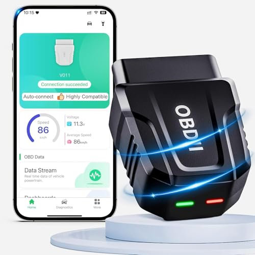 Blumacht OBD2 Diagnosegerät Bluetooth Drahtloses, Auto Diagnosegerät für iOS und Android, OBD2 Bluetooth Adapter für Leistungstest, Fehlercode löschen, Echtzeit-Daten, Reset, Exklusive App