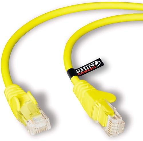 rhinocables CAT 6 High-Speed Gigabit Ethernet Cable - Patch Network Lead for LAN| Snagless UTP With LSZH Jacket | RJ45 Connector - Internet, Router, Modem, SmartTV, PC & More (50cm, Yellow, Pack of 7)