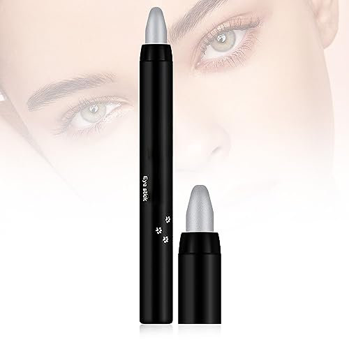 Wasserfester Glitzer Lidschattenstift, 2024 Neuestes 2 Stück Wasserfester Glitzer Lidschatten Stift, Glitter Lidschatten Stick Schimmer Glitter Perle Creme Lidschatten Stick (16 Silber Grau)
