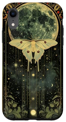 Luna Moth Art Deco Celestial Moon Gothic Wild Flower Vintage Case for iPhone XR