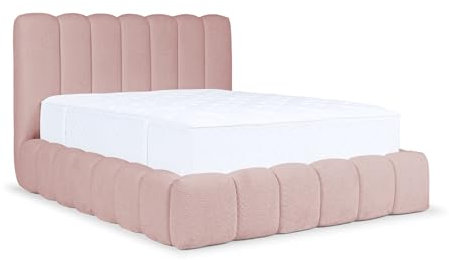 MEBLINI Carlos Polsterbett 120x200 mit Lattenrost - Bubble Bett - Cloud - Marshmallow Bed - Kopfteil Bett mit Stauraum - Betten - 120x200 - Rosa Boucle ohne Matratze