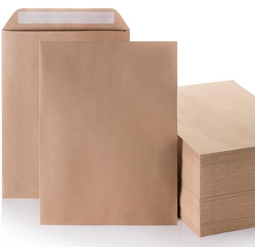 LOGIC PACK 100 Versandtaschen Braun DIN B4 Briefümschlage ohne Fenster, Haftklebend - Briefumschlag 250 x 353 mm 100g/m² Umschläge für A4 Dokumenten