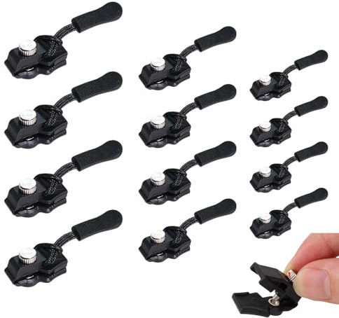 GUTERTOP 12 Stück Reparatur Reißverschluss Reparatur Set, 3 Größen Fix Reissverschluss Zipper, Ersatz Zipper für Reißverschlüsse (Schwarz)